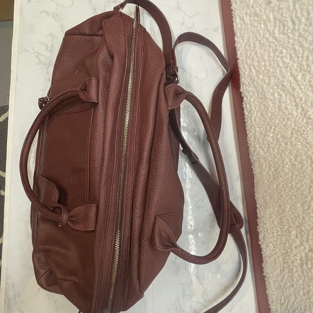 Sole Society Duffle Bag Womens Large Burgundy Faux Leather Weekender Travel Bag - Picture 3 of 13